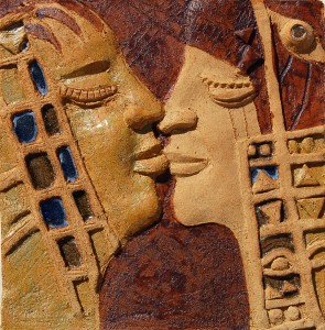 Serie besos en cerámica artística